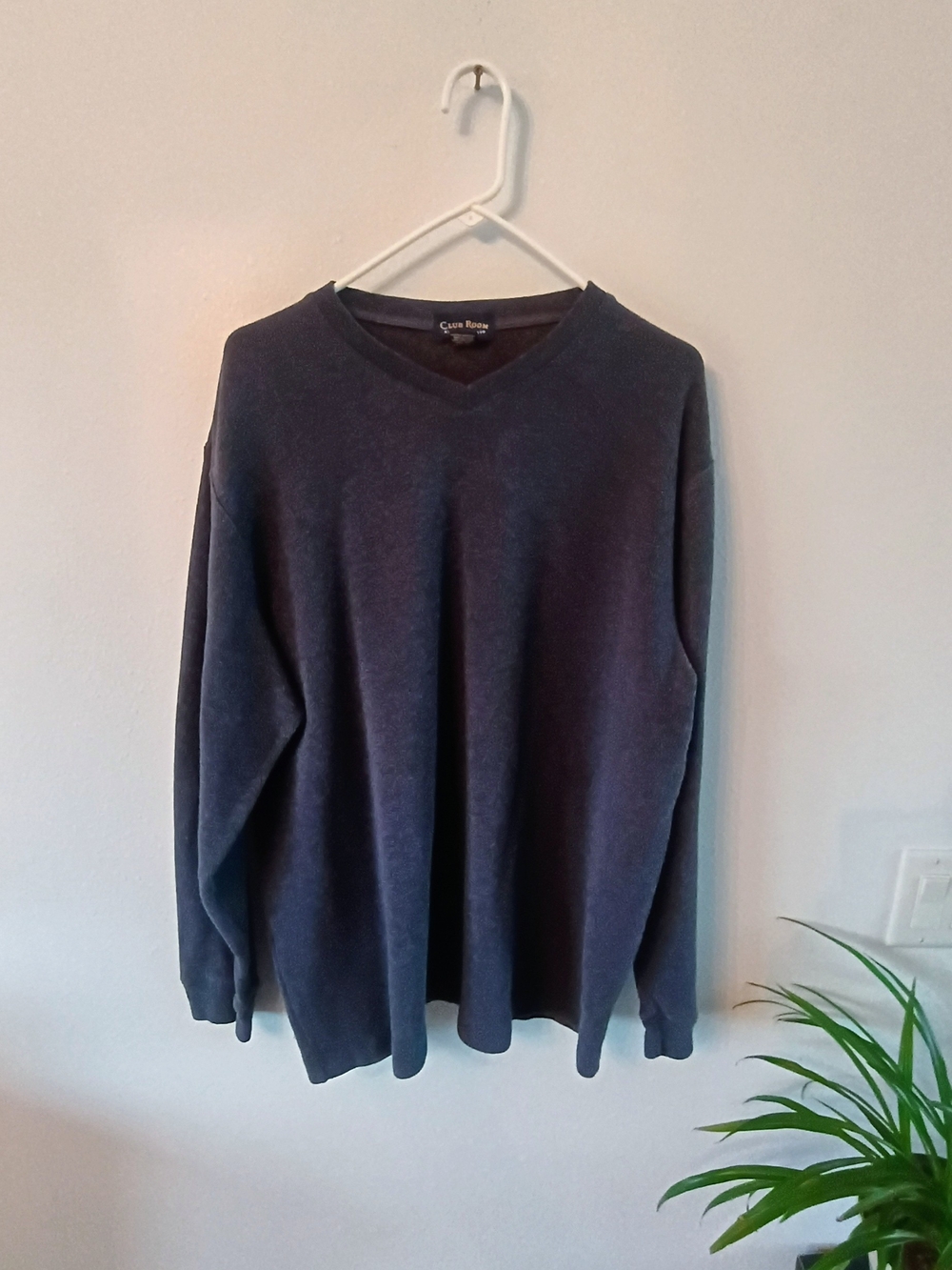 Club Room Charter Club XL Navy Blue 100% Cotton V Neck Pullover Sweater Classic